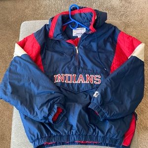 Vintage Cleveland Indians Quarter Zip Starter Jacket - Size XL
